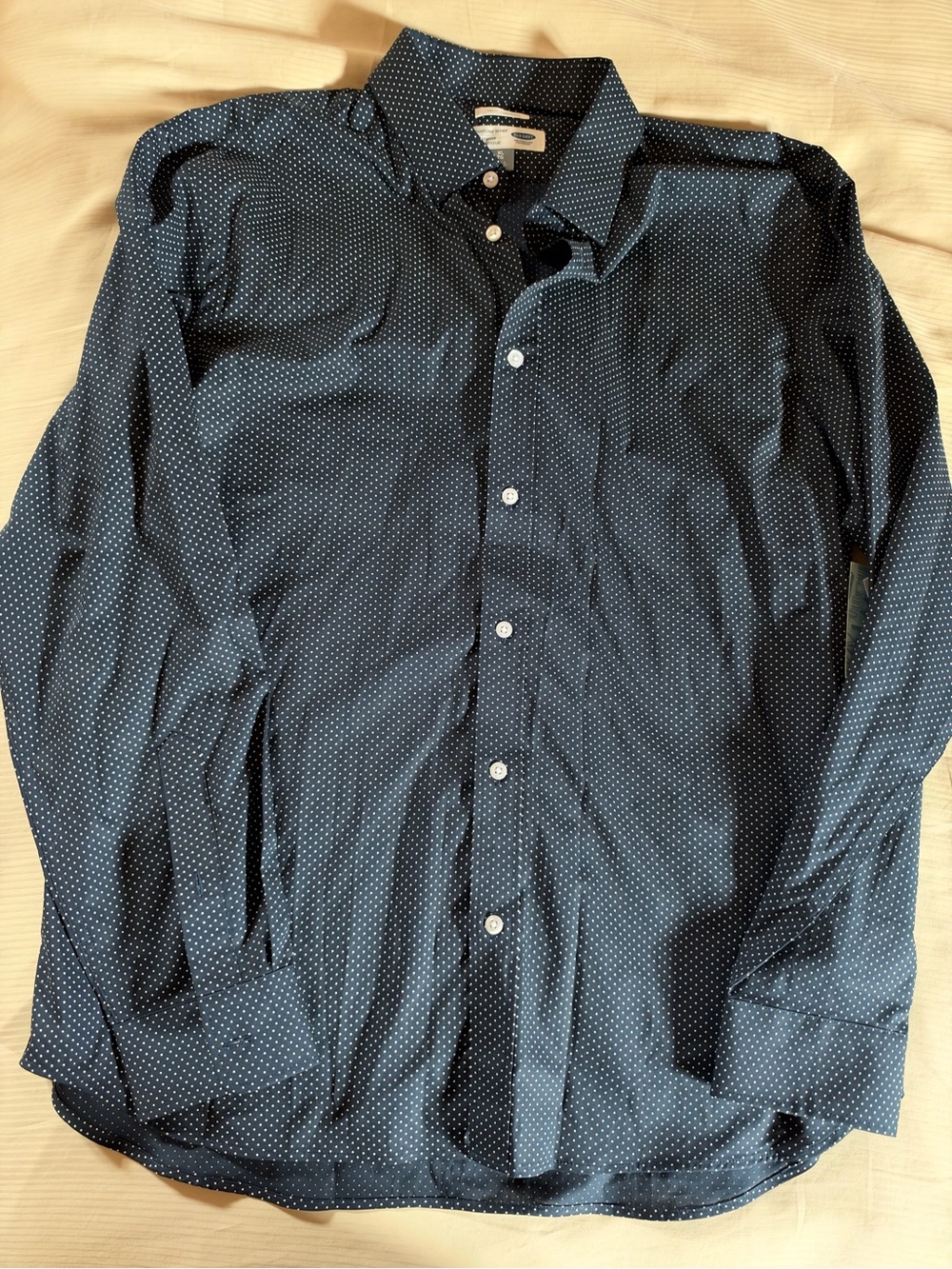 Old Navy Navy Blue Microdot Dress Shirt